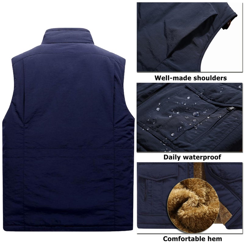 Vcansion Men's Winter Warm Puffer Vest Quilted Padded Sleeveless Jacket Black US 2XL/Asian 6XL - Image 4